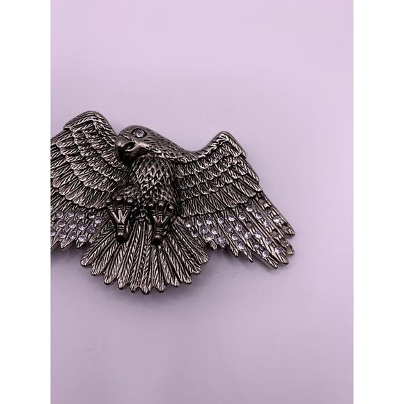 Vintage Large Metal Eagle Belt Buckle With Rhinestones 5" - Picture 3 of 7